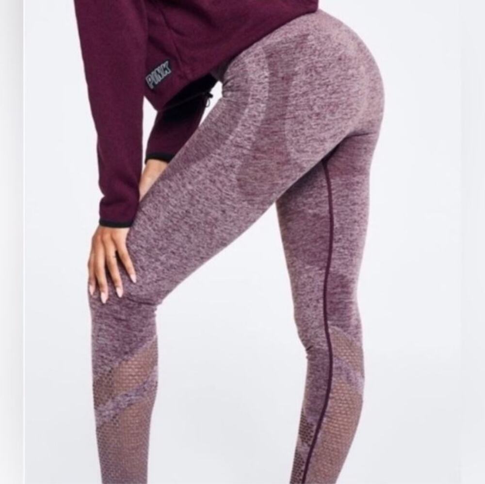 Victoria's Secret PINK Purple Seamless Contour Mesh Cutout Leggings - Small